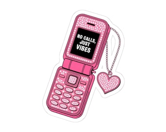 Y2K Pink Flip-Aufkleber - No Calls Just Vibes Vinyl Aufkleber