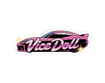 Vice Doll Sticker: Hot Pink Sports Car Vinyl Decal