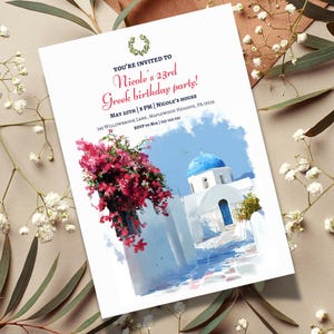 Grecia Santorini Invito di compleanno Canva / Canva Modificabile Invito festa greca / Invito festa / Download immediato / Inviti stampabili