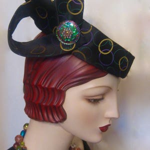 ON SALE/Sculptural Cocktail Hat with Czech GlassButton image 5