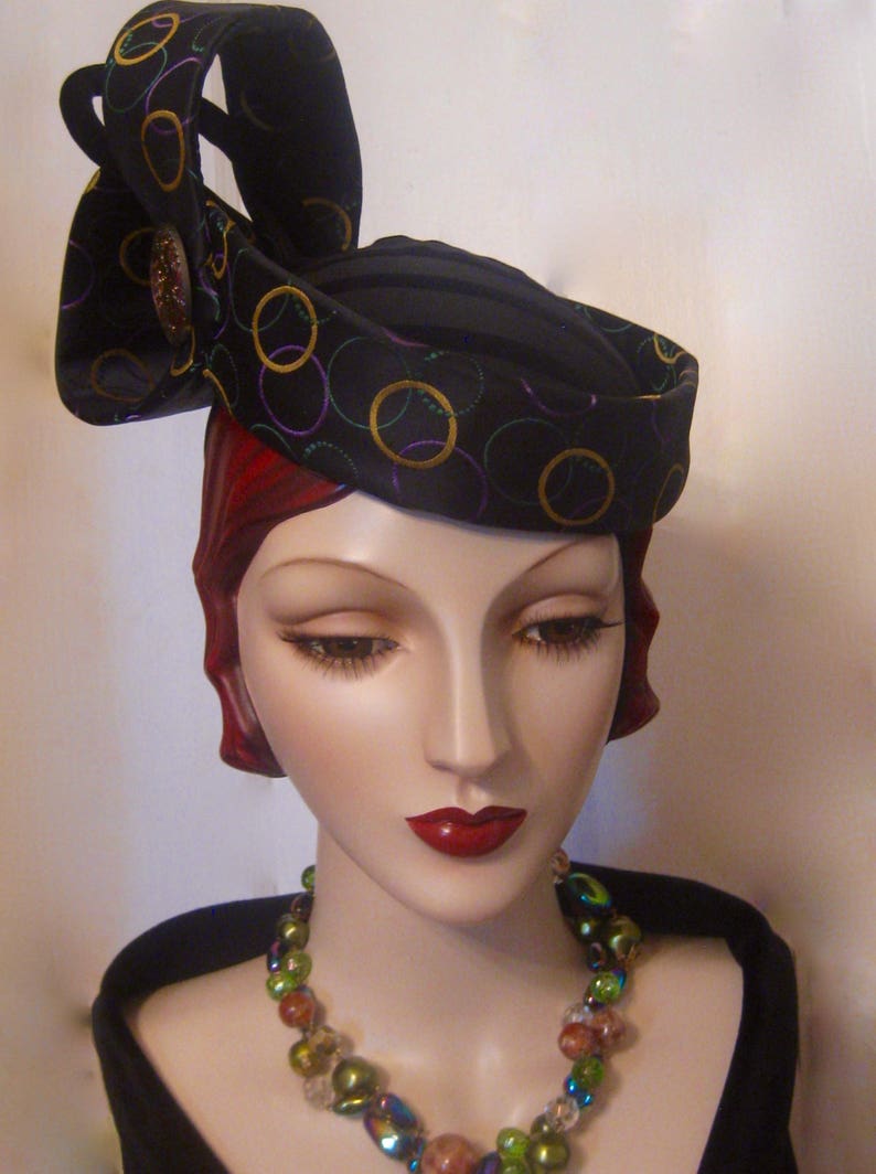 ON SALE/Sculptural Cocktail Hat with Czech GlassButton image 2