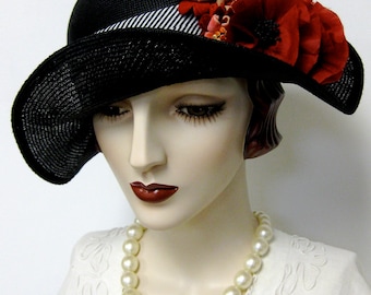 Bicorn Bumper Hat with Poppies