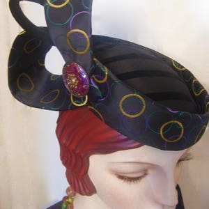 ON SALE/Sculptural Cocktail Hat with Czech GlassButton image 1