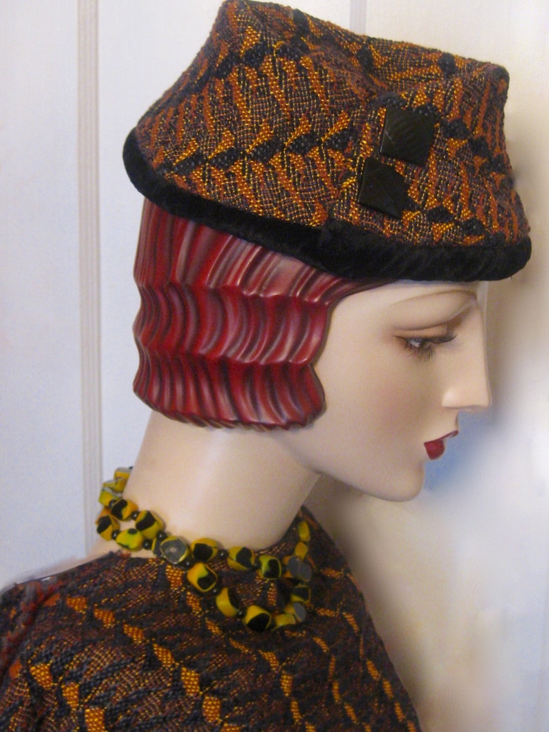 ON SALE/Geometric Textile Pillbox Hat image 4