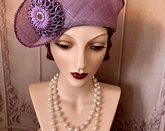 Lavender Toque Hat with Kanzashi Rosette