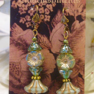 Garden Flower Earrings with Raindrops image 1