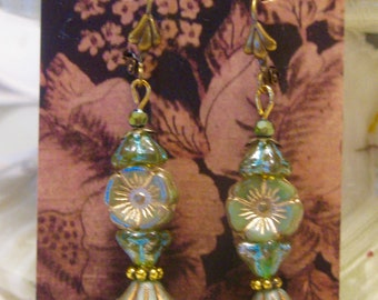 Garden Flower Earrings with Raindrops