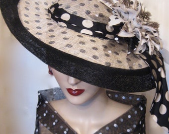 ON SALE/1950's Inspired Polka Dot Dish Hat