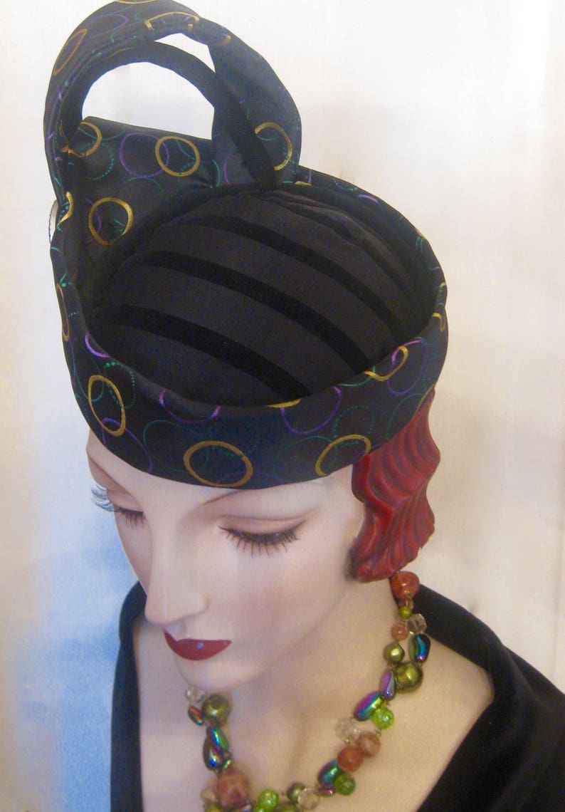 ON SALE/Sculptural Cocktail Hat with Czech GlassButton image 6