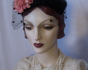 Vintage 40s 50s Noreen Fashion Pink Hat, Perch Pink Hat  display picture 1