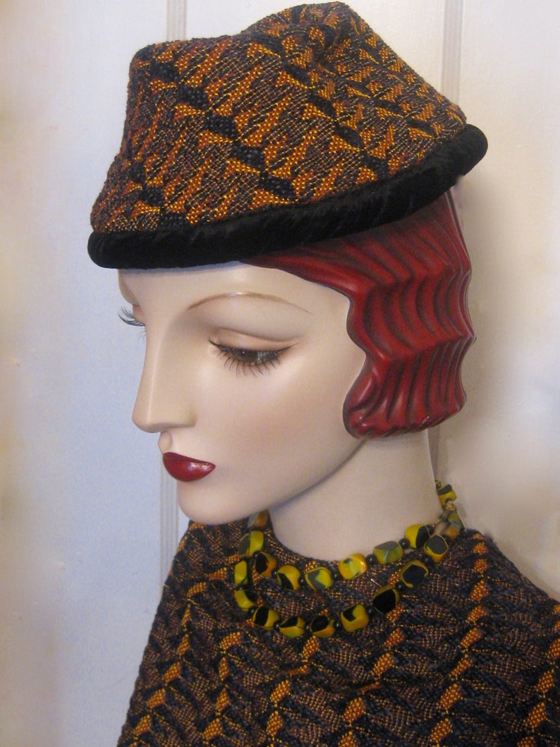 ON SALE/Geometric Textile Pillbox Hat image 6