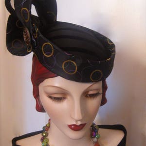 ON SALE/Sculptural Cocktail Hat with Czech GlassButton image 8