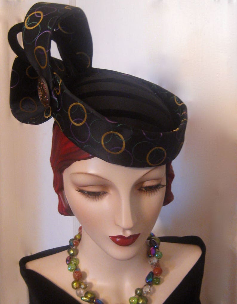 ON SALE/Sculptural Cocktail Hat with Czech GlassButton image 8