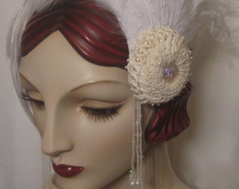 Feathered Kanzashi Wedding Headpiece