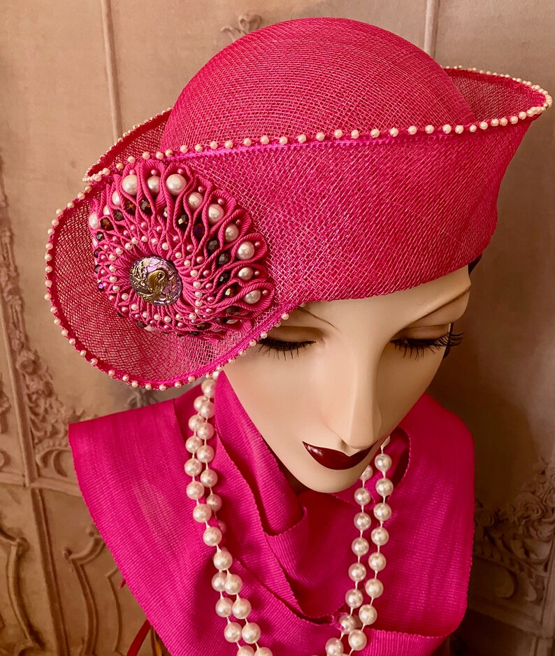 Hot Pink Kanzashi Toque Hat image 5