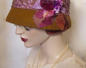 Lady Rose Two-toned Cloche with Embroidery and Beadwork