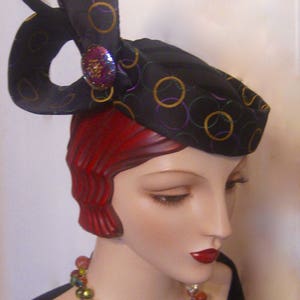 ON SALE/Sculptural Cocktail Hat with Czech GlassButton image 3
