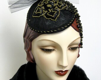 ON SALE/ Fascinator with Beaded Applique'