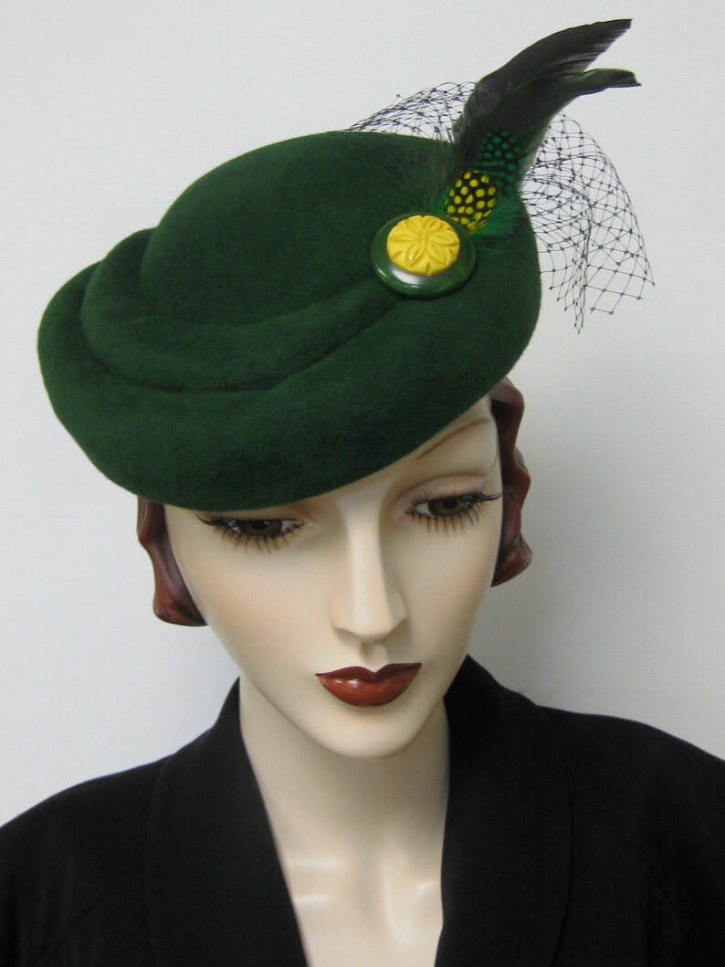 1940's French Toque/emerald Etsy