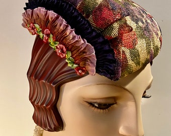 Floral Printed Straw Percher Hat