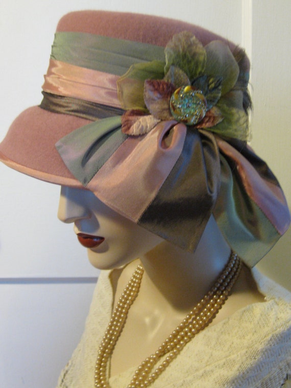 Cloche W/Button Crocheted Cloche Hat With Buttons: 1920s Vintage Style Chemo  main image 2