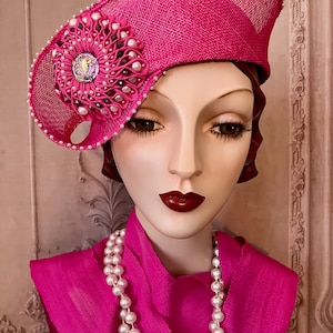 Hot Pink Kanzashi Toque Hat image 1