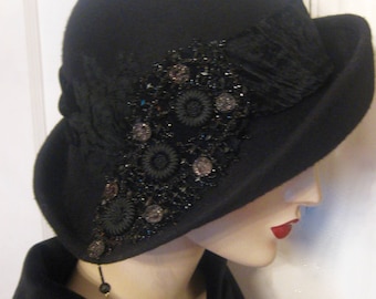 Asymmetrical Cloche with Victorian Beadwork