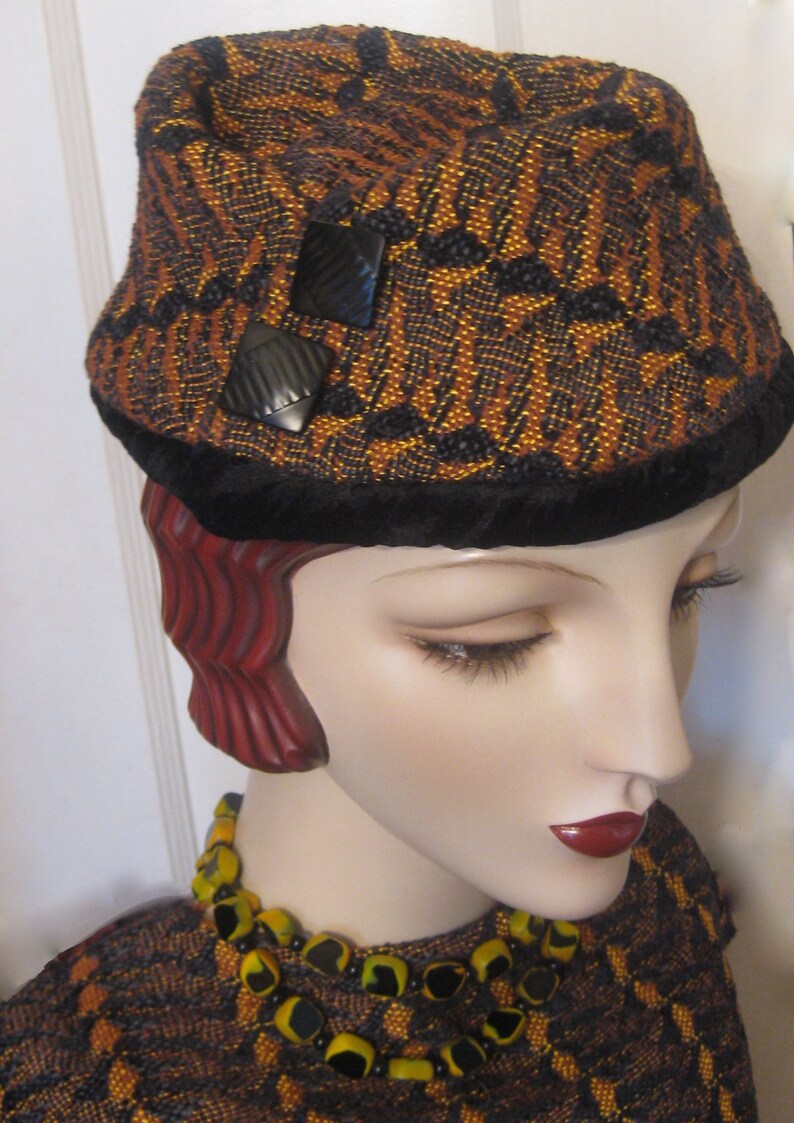 ON SALE/Geometric Textile Pillbox Hat image 2