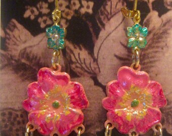 Hand Painted Flower Earrings