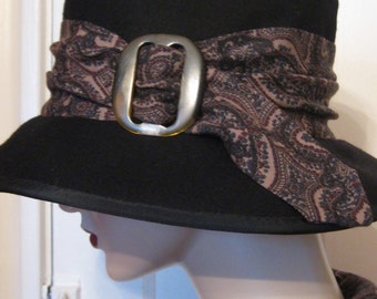 Italian Cashmere Cloche with Paisley Scarf
