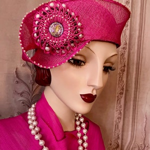 Hot Pink Kanzashi Toque Hat image 3