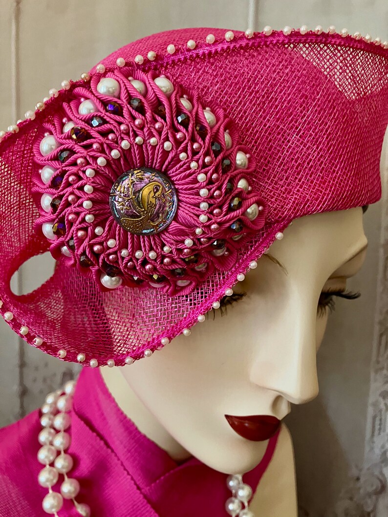 Hot Pink Kanzashi Toque Hat image 4