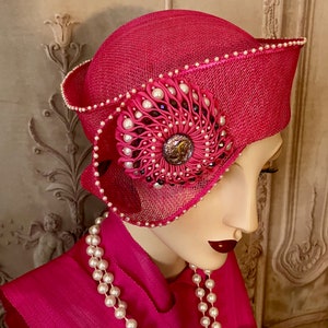 Hot Pink Kanzashi Toque Hat image 2