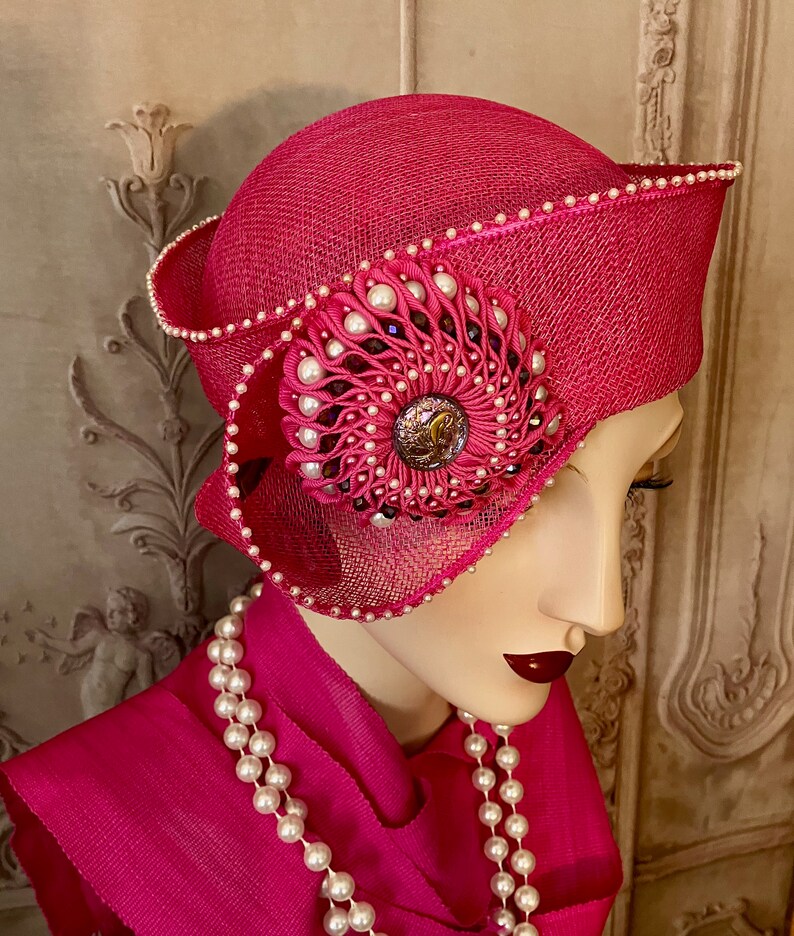 Hot Pink Kanzashi Toque Hat image 2