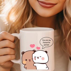 Kawaii Cute Panda Bear Bubu Dudu Mug Cute Coffee Mug Gift for Couples Valentine&#39;s Day Wedding Anniversary Gift Birthday Gift