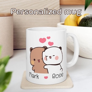 Personalized Dudu Bubu Coffee Mug Cute Bears Coffee Cup Birthday Christmas Gift Funny Coffee Mug Gift for Her Him Valentine Gift