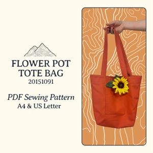 Flower Pot Tote Bag, Digital Sewing Pattern, PDF Download, Easy DIY