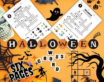 Halloween Printable Game, Halloween Party, Games for Kids Teens and Adults, Halloween Printable Activities, Halloween Crossword