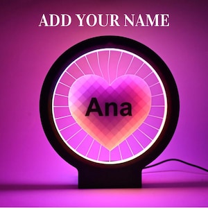 Personalized Heart LED Night Light – Custom Name Gift for Valentine’s Day & Anniversary