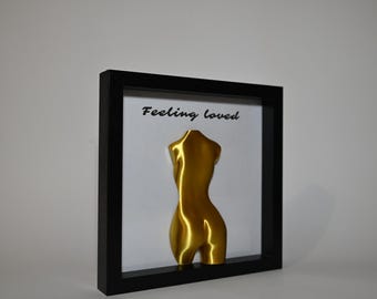 Elegant Female Torso (Back View) in a Frame – &quot;Feeling Loved&quot; Decorative Art