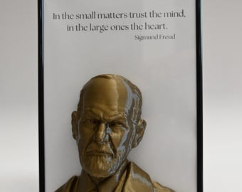 3D Printed Sigmund Freud Bust – Framed Inspirational Quote