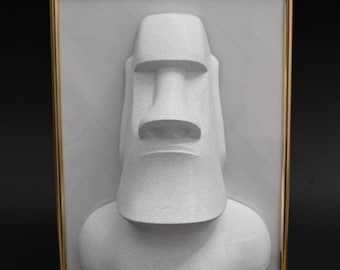Moai in Frame – Unique Wall or Desk Decor
