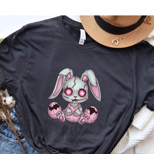 Creepy Cute Easter Bunny Shirt, Zombie Bunny T-Shirt, Pastel Goth Easter Tee, Alternative Spring Shirt, Cute Horror Bunny Graphic Tee