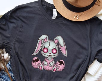 Creepy Cute Easter Bunny Shirt, Zombie Bunny T-Shirt, Pastel Goth Easter Tee, Alternative Spring Shirt, Cute Horror Bunny Graphic Tee