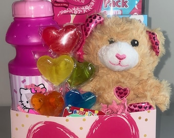 Cesta de regalo de San Valentín para niños: ¡delicias, juguetes y sorpresas divertidas y festivas para niños y niñas!