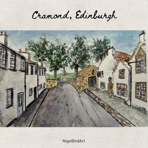 Cramond Edimburgo Scozia Stampa acquerello A4 / Biglietto d'auguri A5
