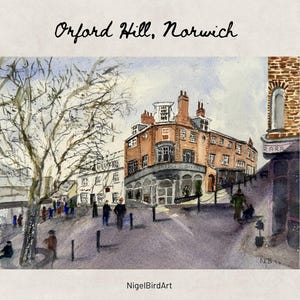 Orford Hill Norwich Watercolour A4 Print / A5 Greeting Card