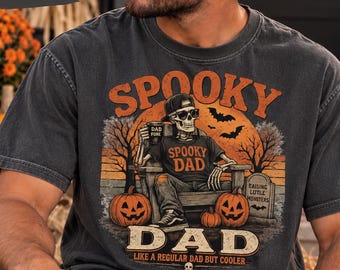 Spooky Dad Shirt, Vintage Skeleton Dad Shirt, Funny Halloween Dad Tee, Retro Spooky Season Shirt, Dad Halloween Gift, Pumpkin Graphic Tee