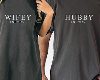 Comfort Colors, Valentines Hubby Wifey Shirts, Matching Honeymoon T-Shirts, Gift for wife hubby