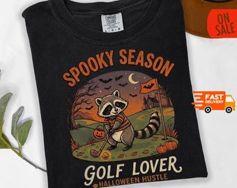 Vintage Raccoon Halloween Shirt– Cute Raccoon T-Shirt, Golf Lover Shirt, Retro Halloween Tee, Animal Lover Gift